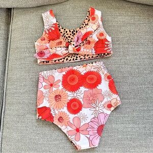 Two piece toddler reversible swim set 4-5T